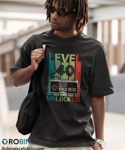 a t shirt black level 40 unlocked shirt video gamer 40th birthday jQvkW