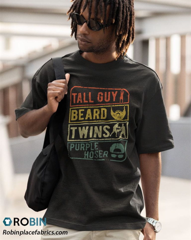 Tall Guy Beard Twins Purple Hoser Shirt