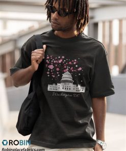 a t shirt black washington dc capitol building cherry blossoms CMBYm