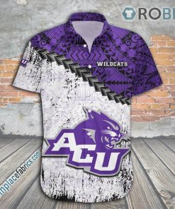 abilene christian wildcats casual button down hawaiian shirt grunge polynesian tattoo ncaa 107 0R6yE