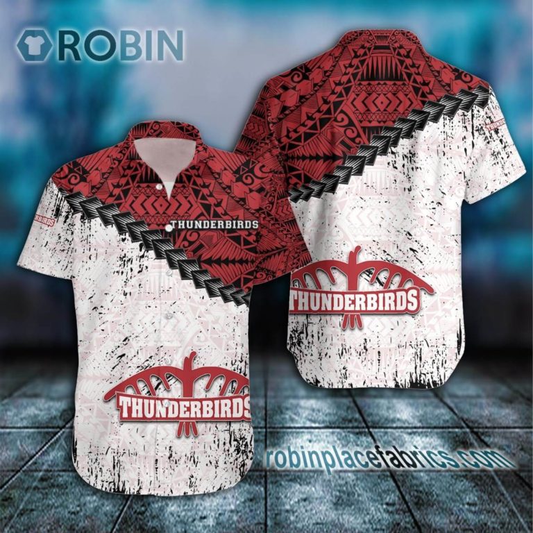 Algoma Thunderbirds Casual Button Down Hawaiian Shirt Grunge Polynesian Tattoo – CA CIS