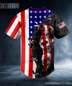 American Flag Skull Custom Baseball Jersey American Flag Skull Custom Baseball Jersey