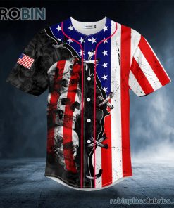 american flag skull custom baseball jersey 579 Bj8yq