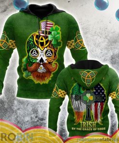 american skull st patrick day all over print aop shirt hoodie Wcmeh