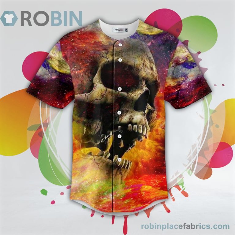 Angry Crack Color Explosion Skull Baseball Jersey RB6034
