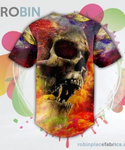 Angry Crack Color Explosion Skull Baseball Jersey RB6034 Angry Crack Color Explosion Skull Baseball Jersey RB6034