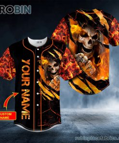 angry crack fire lava skull custom baseball jersey 195 gZFaQ