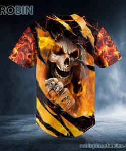 angry crack fire lava skull custom baseball jersey 578 EgEMB