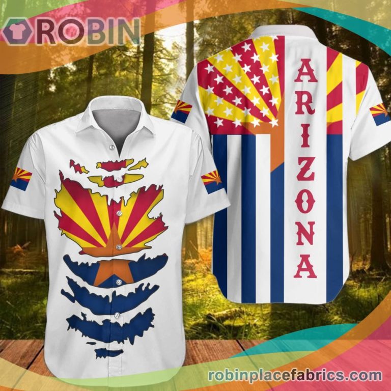 Arizona Casual Button Down Hawaiian Shirt Unique Patriotic Honor Flag Arizona State Apparel Clothing