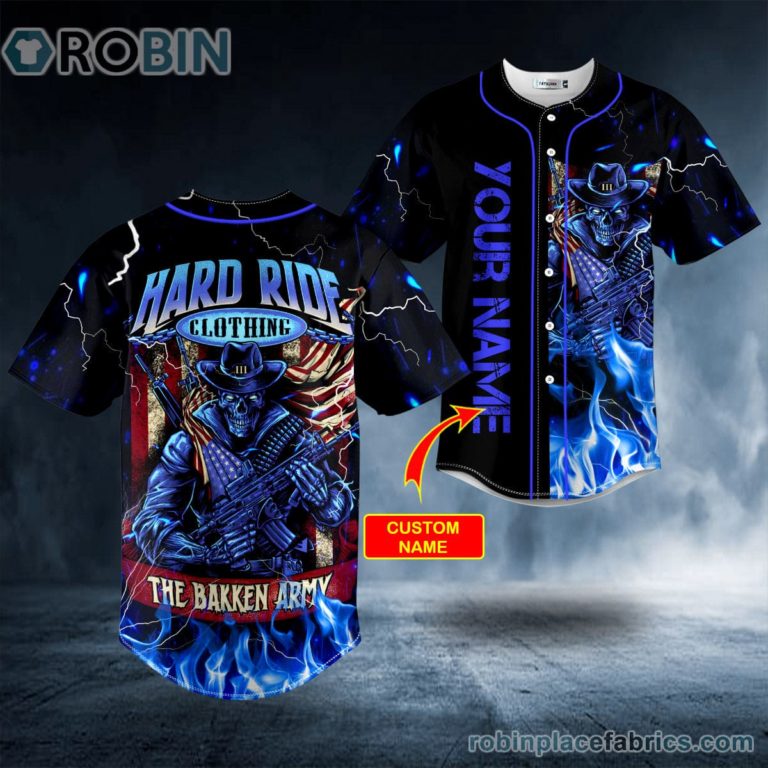 Bakken Army Patriots Fighter Gun Archives Skull Custom Baseball Jersey