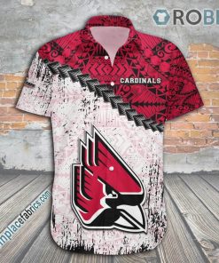 Ball State Cardinals Casual Button Down Hawaiian Shirt Grunge Polynesian Tattoo – NCAA