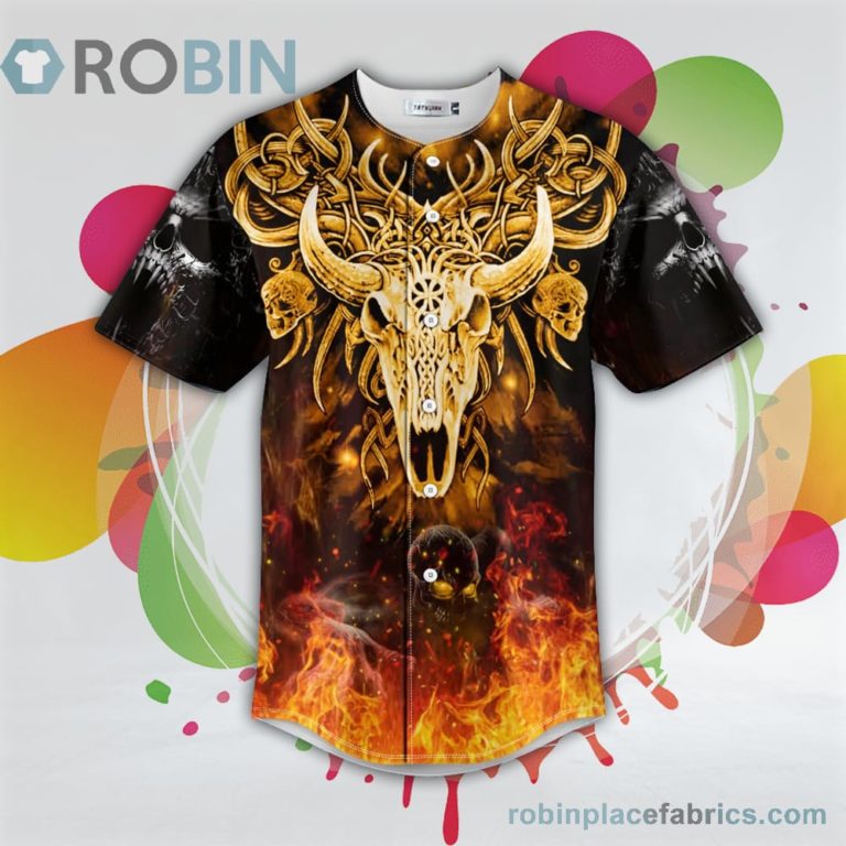 Baphomet Fire Zombie Monster Skull Baseball Jersey RB2182
