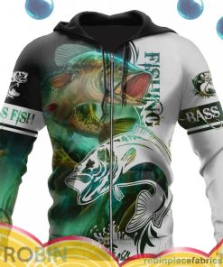 bass fishing all over print aop shirt zip hoodie NC9RI