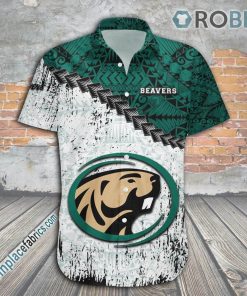 Bemidji State Beavers Casual Button Down Hawaiian Shirt Grunge Polynesian Tattoo – NCAA