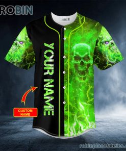 biohazard green fire skull custom baseball jersey 386 ZuAEZ