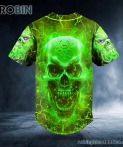 biohazard green fire skull custom baseball jersey 574 8pRVy