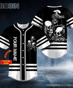 black 26 white no hear no see no speak skull custom baseball jersey 189 b1DYB