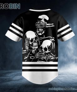 black 26 white no hear no see no speak skull custom baseball jersey 384 KdsqE