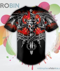 Black Dragon Sword Fire Skull Baseball Jersey RB6807 Black Dragon Sword Fire Skull Baseball Jersey RB6807