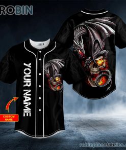 black gothic dragon fire skull custom baseball jersey 187 g1H88