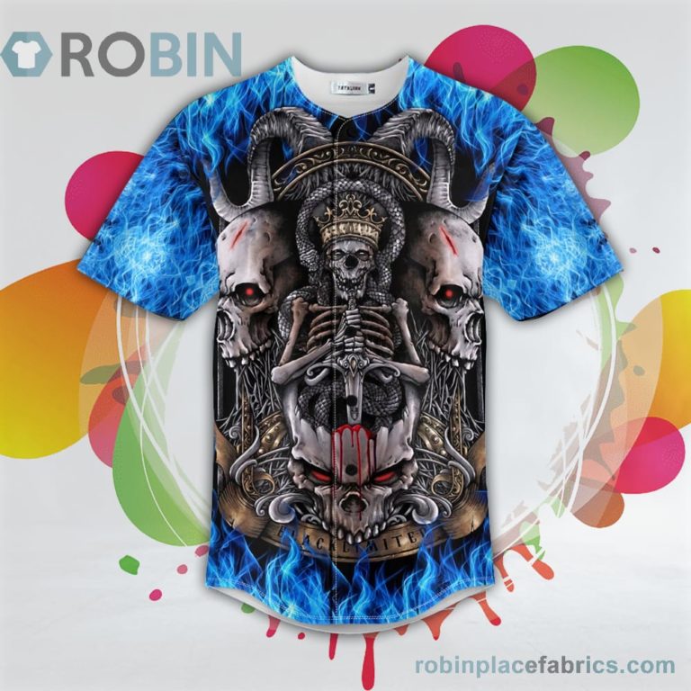 Black Magic Malediction Satanic Baphomet Skull Baseball Jersey RB2283