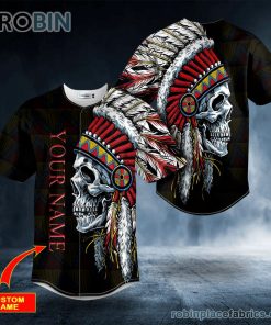 black native skull custom baseball jersey 186 aVfwW