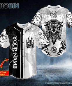 black white bear claws viking tattoo custom baseball jersey 185 f6W4Z