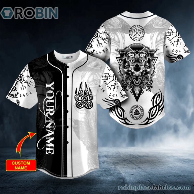 Black White Bear Claws Viking Tattoo Custom Baseball Jersey