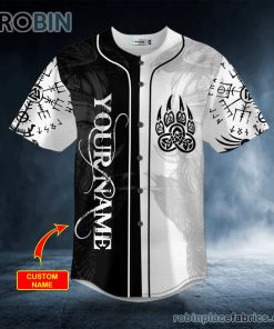 Black White Bear Claws Viking Tattoo Custom Baseball Jersey Black White Bear Claws Viking Tattoo Custom Baseball Jersey