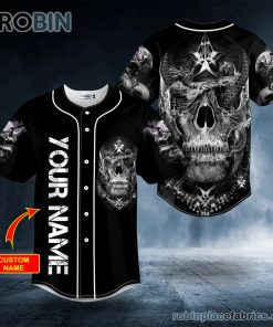 black white dragon fire skull custom baseball jersey 183 NZ95o