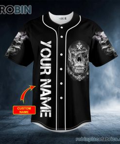 Black White Dragon Fire Skull Custom Baseball Jersey Black White Dragon Fire Skull Custom Baseball Jersey