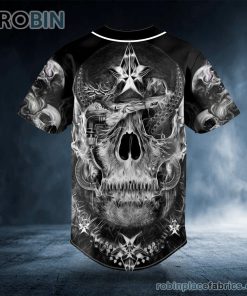 black white dragon fire skull custom baseball jersey 566 kBsoH