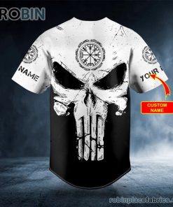 black white norse compass punisher skull custom baseball jersey 565 IN4Ib