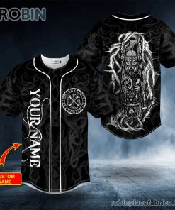 black white odin allfather viking tattoo custom baseball jersey 181 pvDSh