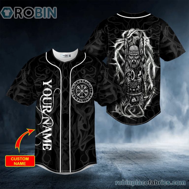 Black White Odin Allfather Viking Tattoo Custom Baseball Jersey