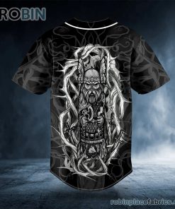 Black White Odin Allfather Viking Tattoo Custom Baseball Jersey Black White Odin Allfather Viking Tattoo Custom Baseball Jersey