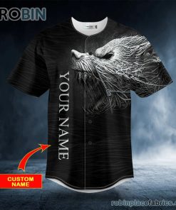 Black White Werewolf Viking Custom Baseball Jersey Black White Werewolf Viking Custom Baseball Jersey