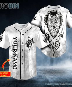 black white yinyang wolf viking tattoo personalized baseball jersey 179 N97KZ