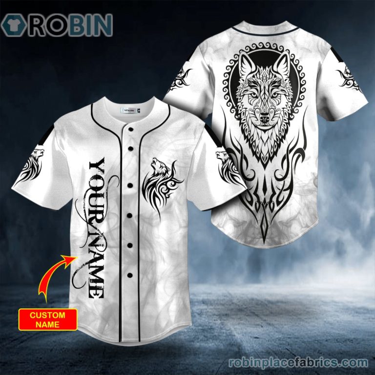 Black White Yinyang Wolf Viking Tattoo Personalized Baseball Jersey
