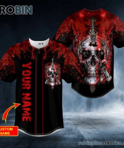 blood broken sword skull custom baseball jersey 176 tjP3T