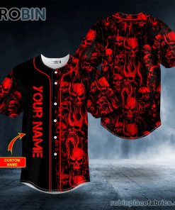 blood fire skull custom baseball jersey 175 kxYr6