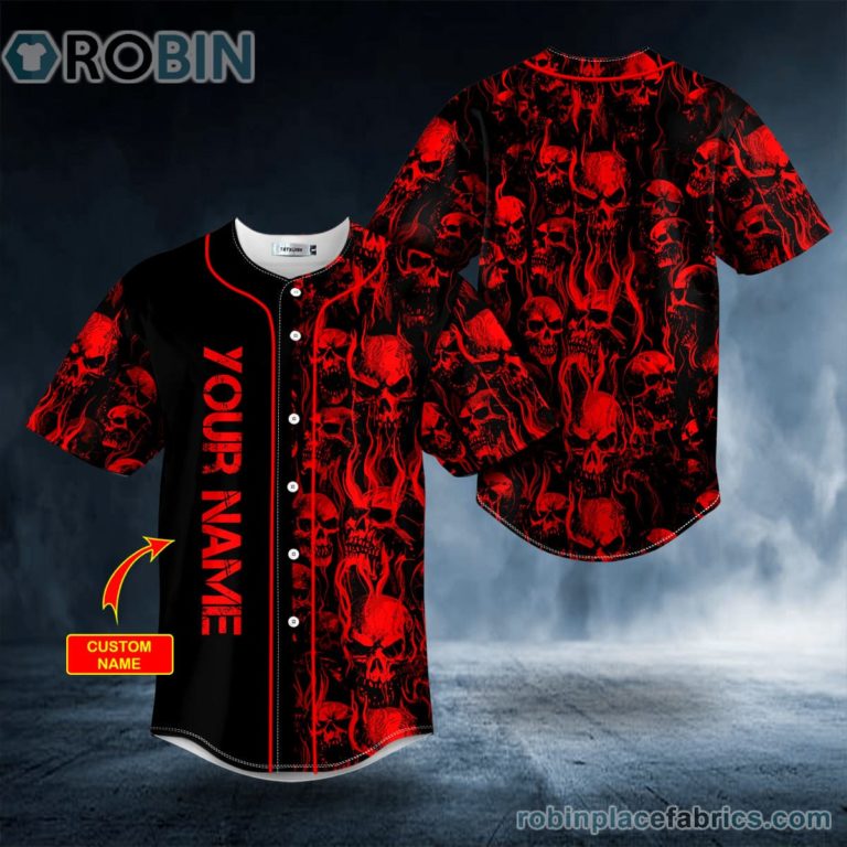Blood Fire Skull Custom Baseball Jersey