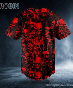 blood fire skull custom baseball jersey 558 O3WZj