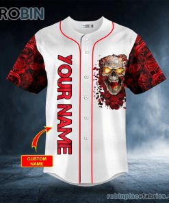 Blood Rose Fire Skull Custom Baseball Jersey