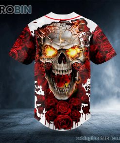 blood rose fire skull custom baseball jersey 557 wf6uG