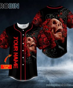 blood roses skull custom baseball jersey 173 pSFe0