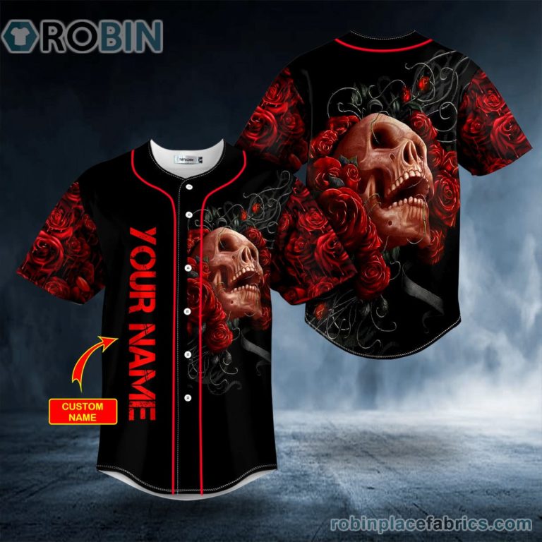 Blood Roses Skull Custom Baseball Jersey