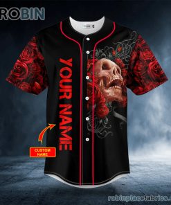 blood roses skull custom baseball jersey 556 RywDq
