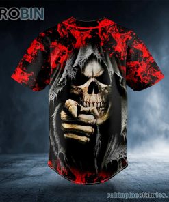 bloody grim reaper pointing skull custom baseball jersey 555 43FFg