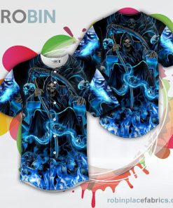 blue fire grim reaper skull baseball jersey rb315080 WRkgB